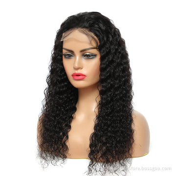 Hot Selling 150% 180% Density Human Hair wig Transparent Lace Front Brazilian Hair with Deep Wave Natural Color Wigs